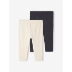 Lot de 2 leggings longs bébé fille basics écru Lot de 2 leggings longs bébé fille basics écru