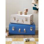 Lot de 2 malles en mtal gigognes bleu jean