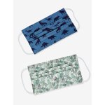 Lot de 2 masques lavables imprim�s cat�gorie 1 gar�on ivoire imprim�