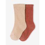 Lot de 2 paires de chaussettes hautes bébé fille bois Lot de 2 paires de chaussettes hautes bébé fille bois