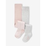 Lot de 2 paires de collants b�b� fille assortis