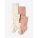Lot de 2 paires de collants b�b� fille motifs coeurs beige