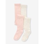 Lot de 2 paires de collants fille spcial ftes rose ple + blanc