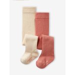 Lot de 2 paires de collants en maille ctele bb fille cru
