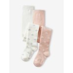 Lot de 2 paires de collants en maille fantaisie fille écru Lot de 2 paires de collants en maille fantaisie fille écru