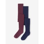 Lot 2 paires de collants en maille fantaisie fille prune