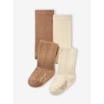 Lot de 2 paires de collants en maille torsade bb fille cru