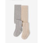 Lot de 2 paires de collants en maille torsade bb fille gris chin