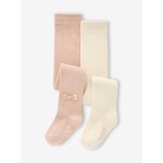 Lot de 2 paires de collants nol bb fille cru