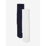 Lot de 2 paires de collants unis fille marine Lot de 2 paires de collants unis fille marine