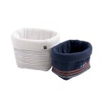 Lot de 2 pani�res de rangement en double gaze de coton - baby sailor marron / beige