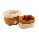 Lot de 2 pani�res de rangement en double gaze de coton - orsino marron / beige