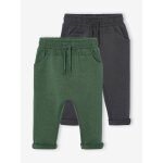 Lot de 2 pantalons en molleton bébé vert sapin + anthracite Lot de 2 pantalons en molleton bébé vert sapin + anthracite