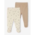 Lot de 2 pantalons naissance � pieds beige