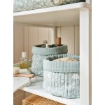 Lot de 2 petits paniers de rangement r�versibles dans les bois vert sauge