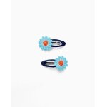 Lot de 2 pinces � cheveux avec fleurs au crochet bleu fonc�