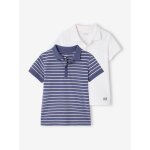 Lot de 2 polos garons en maille pique blanc