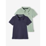 Lot de 2 polos garon unis manches courtes lot marine + vert