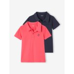Lot de 2 polos garon unis manches courtes corail