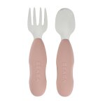Lot de 2 pr - couverts d'apprentissage inox 10 mois + rose