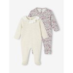 Lot de 2 pyjamas bébé fille transformables beige chiné Lot de 2 pyjamas bébé fille transformables beige chiné