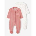 Lot de 2 pyjamas bébé fille en velours vieux rose Lot de 2 pyjamas bébé fille en velours vieux rose