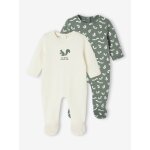 Lot de 2 pyjamas bébé garçon écureuil en interlock vert Lot de 2 pyjamas bébé garçon écureuil en interlock vert