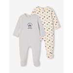 Lot de 2 pyjamas bébé garçon en molleton voitures bleu pâle Lot de 2 pyjamas bébé garçon en molleton voitures bleu pâle