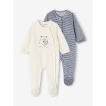Lot de 2 pyjamas bébé garçon en velours bleu nuit Lot de 2 pyjamas bébé garçon en velours bleu nuit