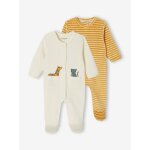 Lot de 2 pyjamas bébé garçon en velours jaune Lot de 2 pyjamas bébé garçon en velours jaune