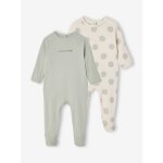 Lot 2 pyjama b�b� ouverture dos vert sauge