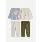 Lot de 2 pyjamas b�b� 2 pi�ces en velours pistache beige