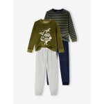 Lot de 2 pyjamas dinosaures en velours garon lot vert et marine