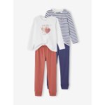 Lot 2 de pyjamas fille coeurs framboise Lot 2 de pyjamas fille coeurs framboise