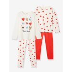 Lot de 2 pyjamas fille coeurs ivoire