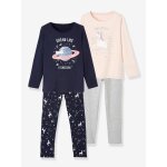 Lot de 2 pyjamas fille licorne lot rose
