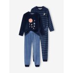 Lot de 2 pyjamas garçon velours espace marine Lot de 2 pyjamas garçon velours espace marine