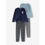 Lot de 2 pyjamas garon velours nature lot bleu et gris