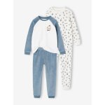 Lot de 2 pyjamas gar�on velours snow bleu