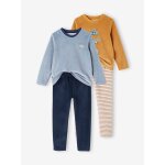 Lot de 2 pyjamas garon velours tractopelle vert sauge