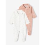 Lot de 2 pyjamas mixtes velours ouverture naissance rose