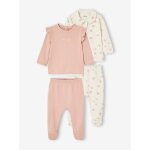 Lot 2 pyjamas oiseaux bb en interlock rose poudr