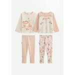Lot de 2 pyjamas 2 pi�ces en velours avec pieds retroussables manouk rose