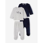 Lot de 2 pyjamas en velours bébé garçon motifs planètes phosphorescents lot encre Lot de 2 pyjamas en velours bébé garçon motifs planètes phosphorescents lot encre
