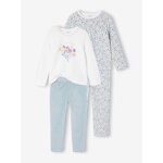 Lot de 2 pyjamas velours fleurs fille écru Lot de 2 pyjamas velours fleurs fille écru