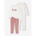 Lot de 2 pyjamas velours fruits fille écru Lot de 2 pyjamas velours fruits fille écru