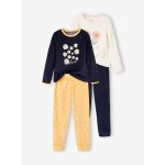 Lot de 2 pyjamas velours marguerites fille ocre Lot de 2 pyjamas velours marguerites fille ocre