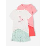 Lot 2 pyjashorts fille 1 motif arc - en - ciel + 1 motif flamant rose turquoise