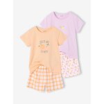 Lot de 2 pyjashorts fille en coton jaune p�le