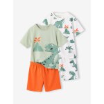 Lot 2 pyjashort gar�on dinosaure vert sauge